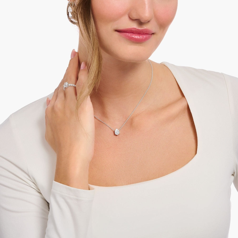 STERLING SILVER NECKLACE WITH DROP-SHAPED ZIRCONIA