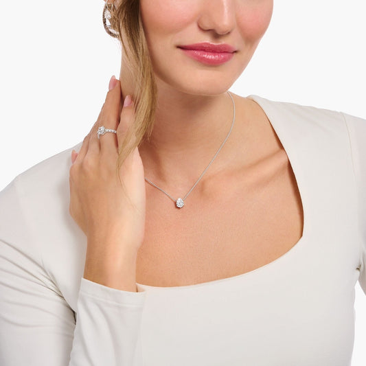 STERLING SILVER NECKLACE WITH DROP-SHAPED ZIRCONIA
