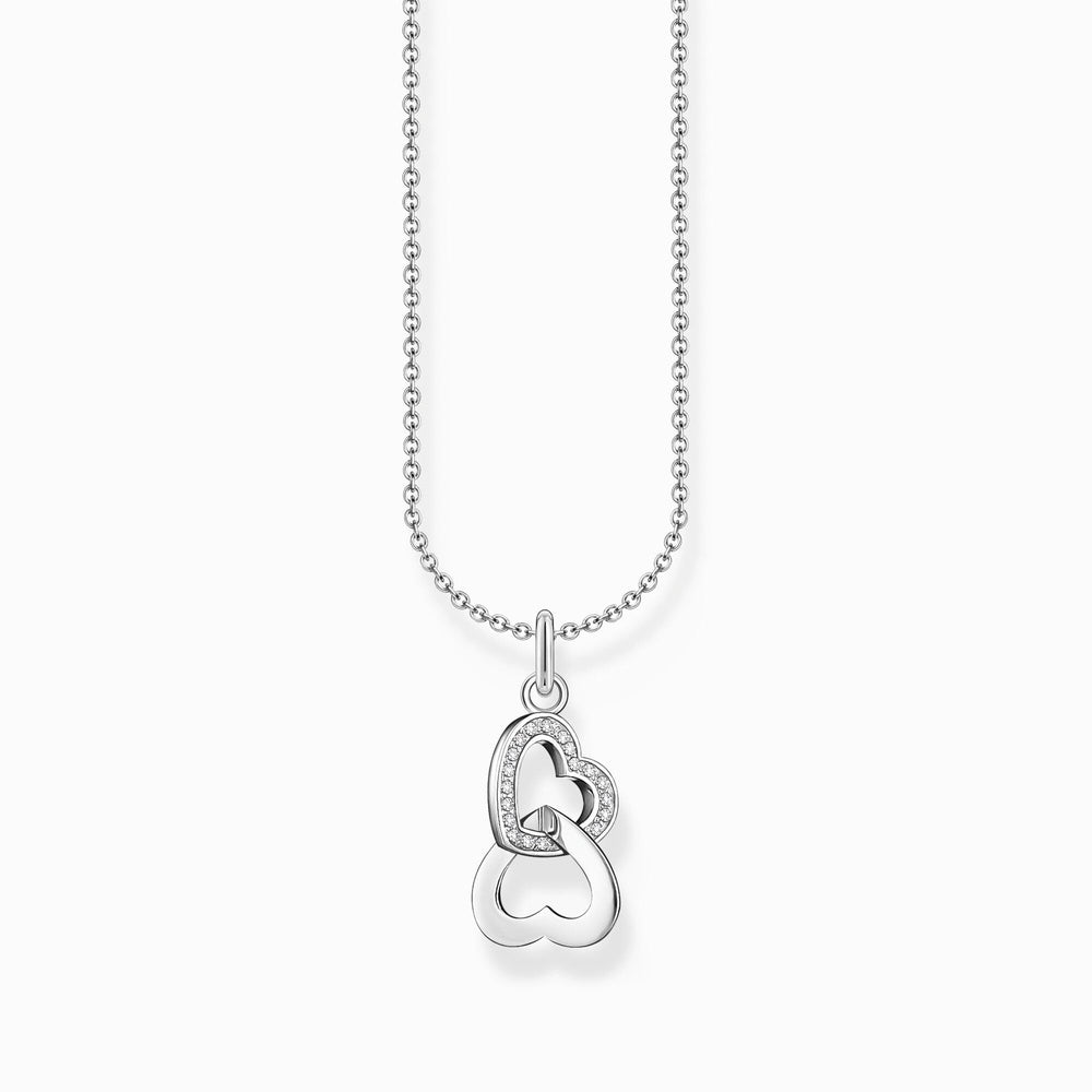 STERLING SILVER NECKLACE WITH INTERTWINED HEARTS PENDANT AND ZIRCONIA
