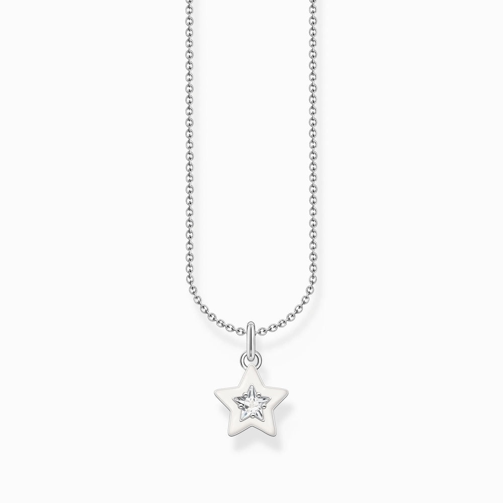 STERLING SILVER NECKLACE WITH STAR PENDANT AND WHITE ZIRCONIA STONES