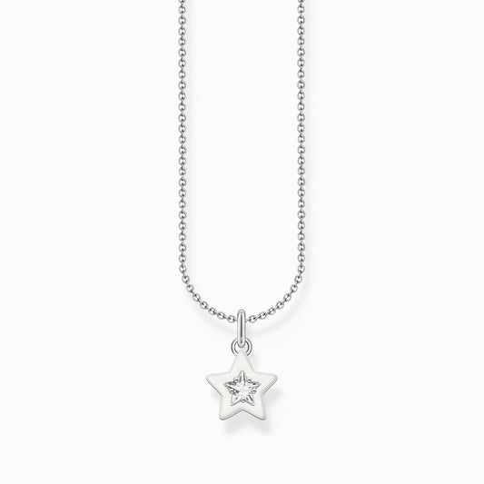 STERLING SILVER NECKLACE WITH STAR PENDANT AND WHITE ZIRCONIA STONES