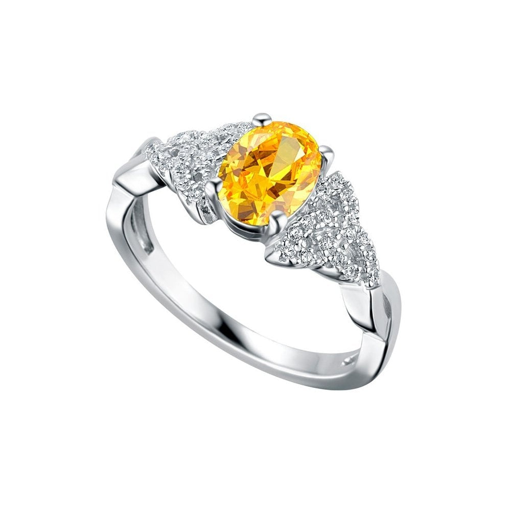 STERLING SILVER NOVEMBER BIRTHSTONE TRINITY KNOT RING