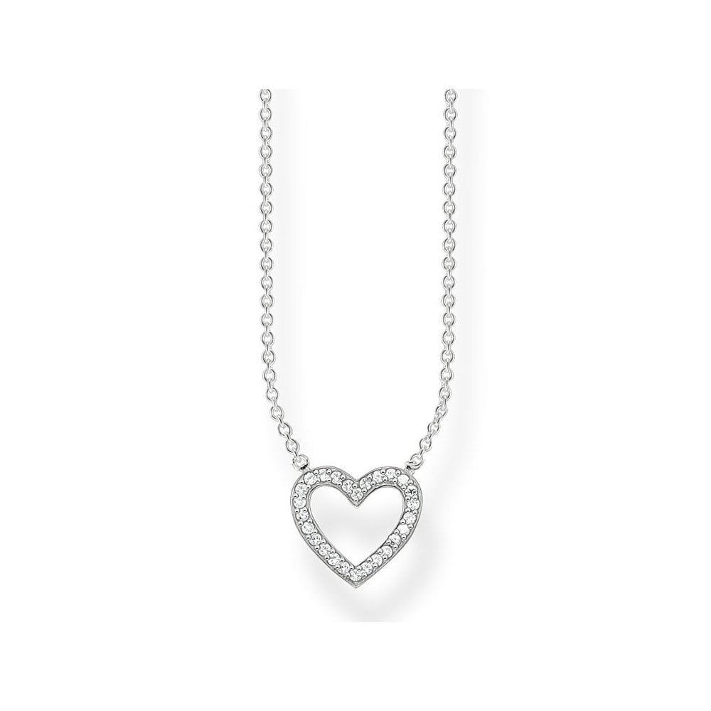 STERLING SILVER OPEN HEART NECKLACE WITH ZIRCONIA