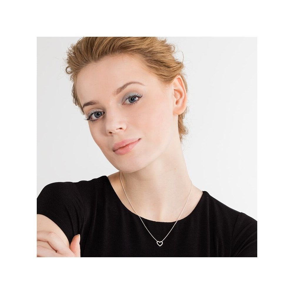 STERLING SILVER OPEN HEART NECKLACE WITH ZIRCONIA