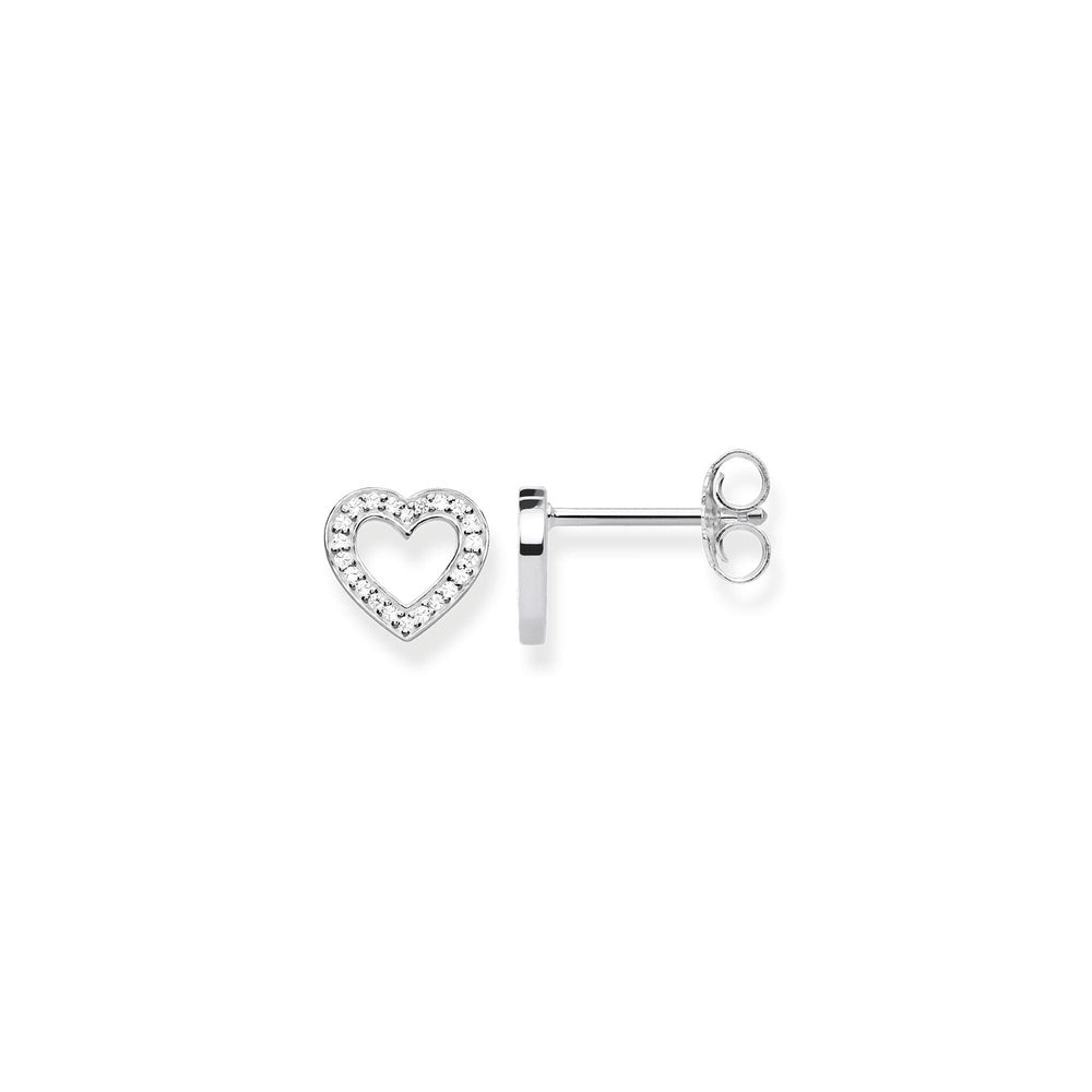 STERLING SILVER OPEN HEART STUDS WITH ZIRCONIA