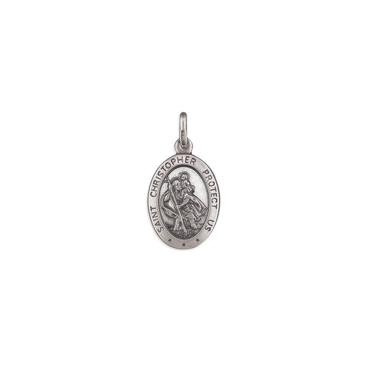 STERLING SILVER OVAL OXIDISED ST. CHRISTOPHER MEDAL 