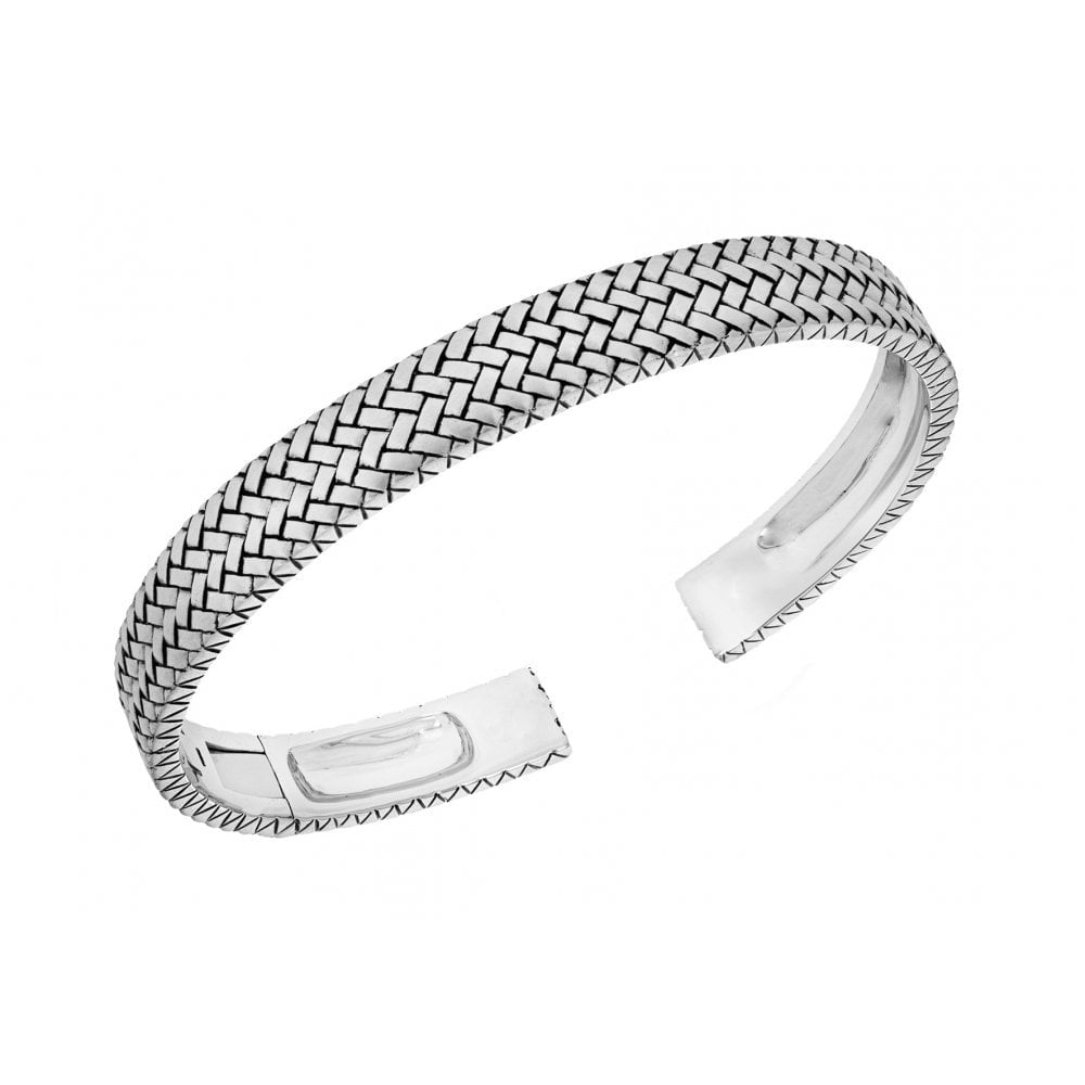 STERLING SILVER OXIDISED HERRINGBONE BANGLE