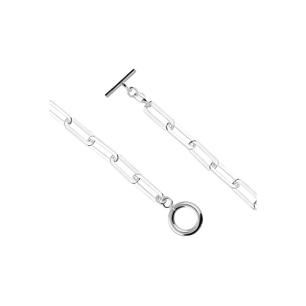 STERLING SILVER PAPER CHAIN & T-BAR NECKLACE