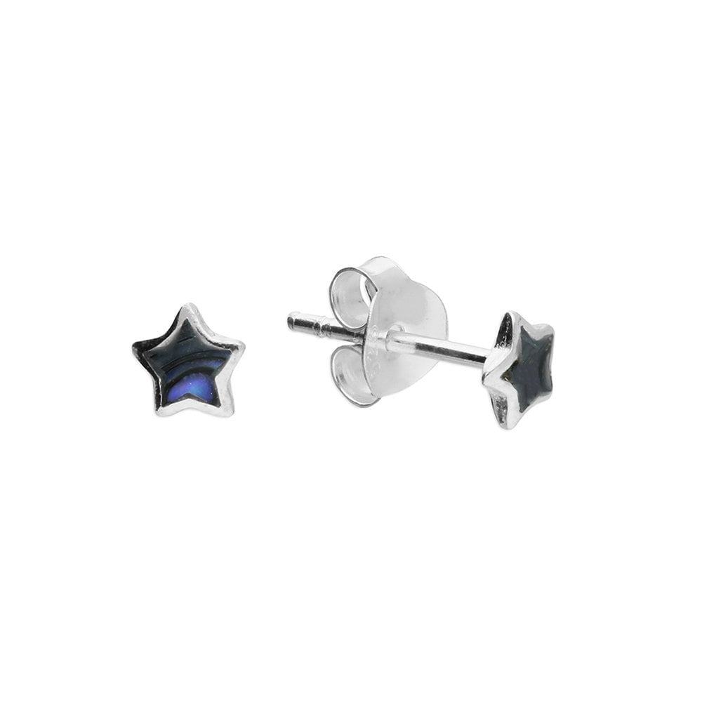 STERLING SILVER PAUA SHELL STAR STUD EARRINGS