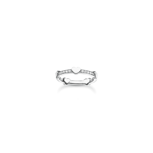 STERLING SILVER PAVÉ WITH HEARTS RING