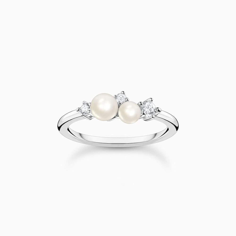 STERLING SILVER PEARL RING WITH ZIRCONIA  