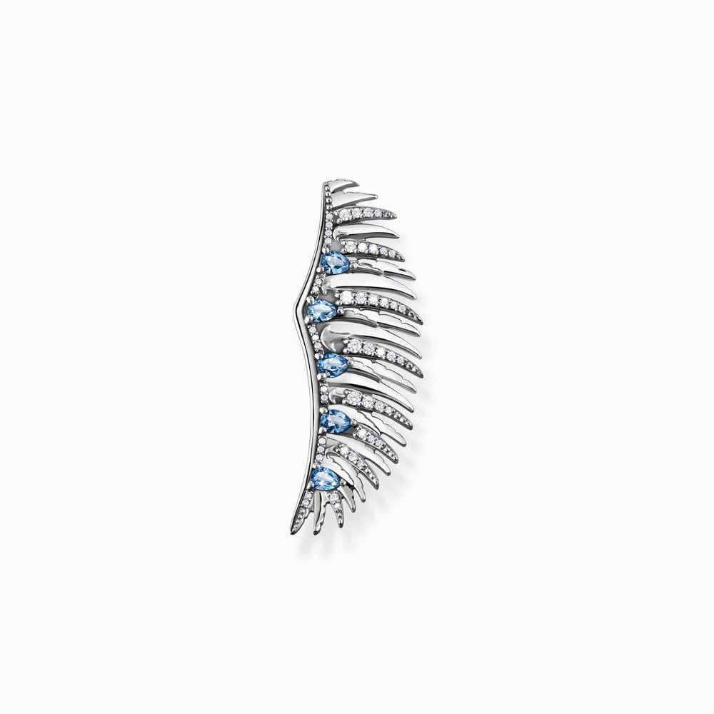 STERLING SILVER PHOENIX WING BROOCH WITH BLUE STONES 