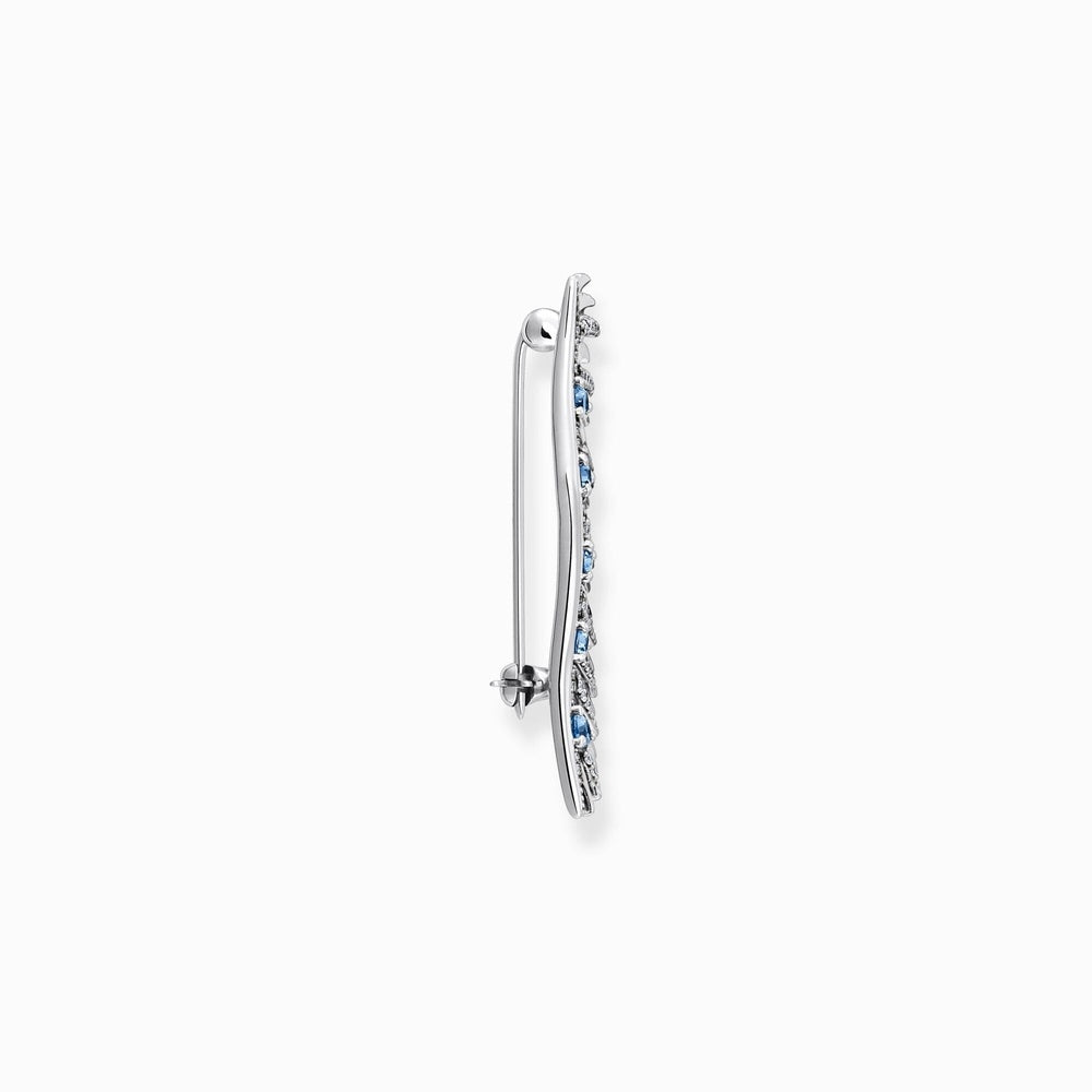STERLING SILVER PHOENIX WING BROOCH WITH BLUE STONES 