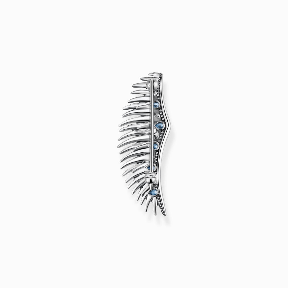 STERLING SILVER PHOENIX WING BROOCH WITH BLUE STONES 