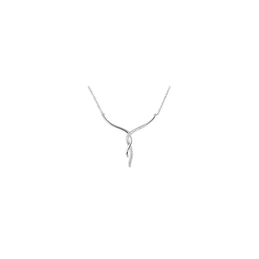 STERLING SILVER PLAIN AND CUBIC ZIRCONIA TWIST NECKLACE