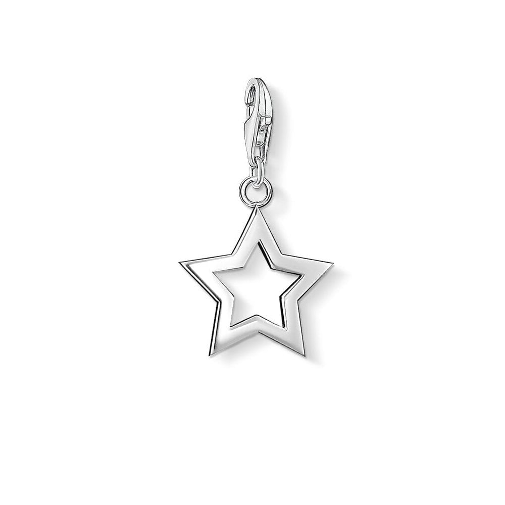 STERLING SILVER PLAIN OPEN STAR CHARM PENDANT