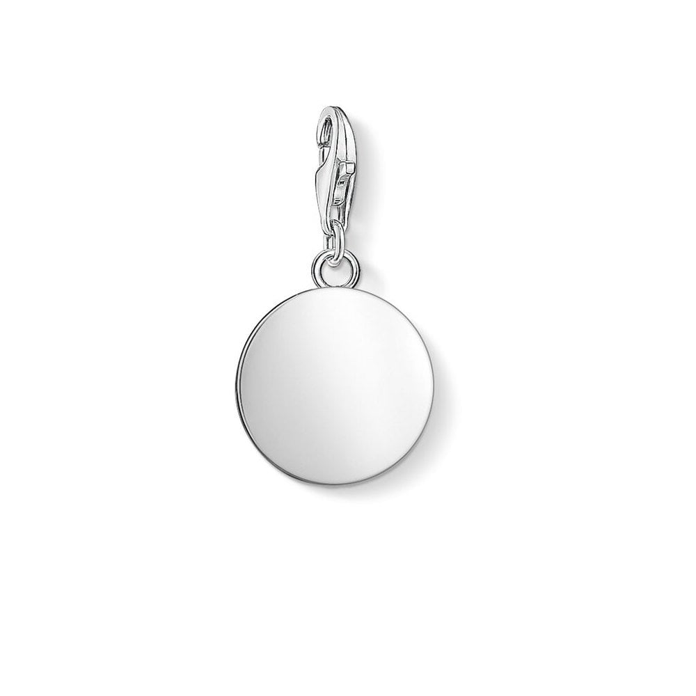 STERLING SILVER PLAIN ROUND ENGRAVABLE DISC CHARM PENDANT