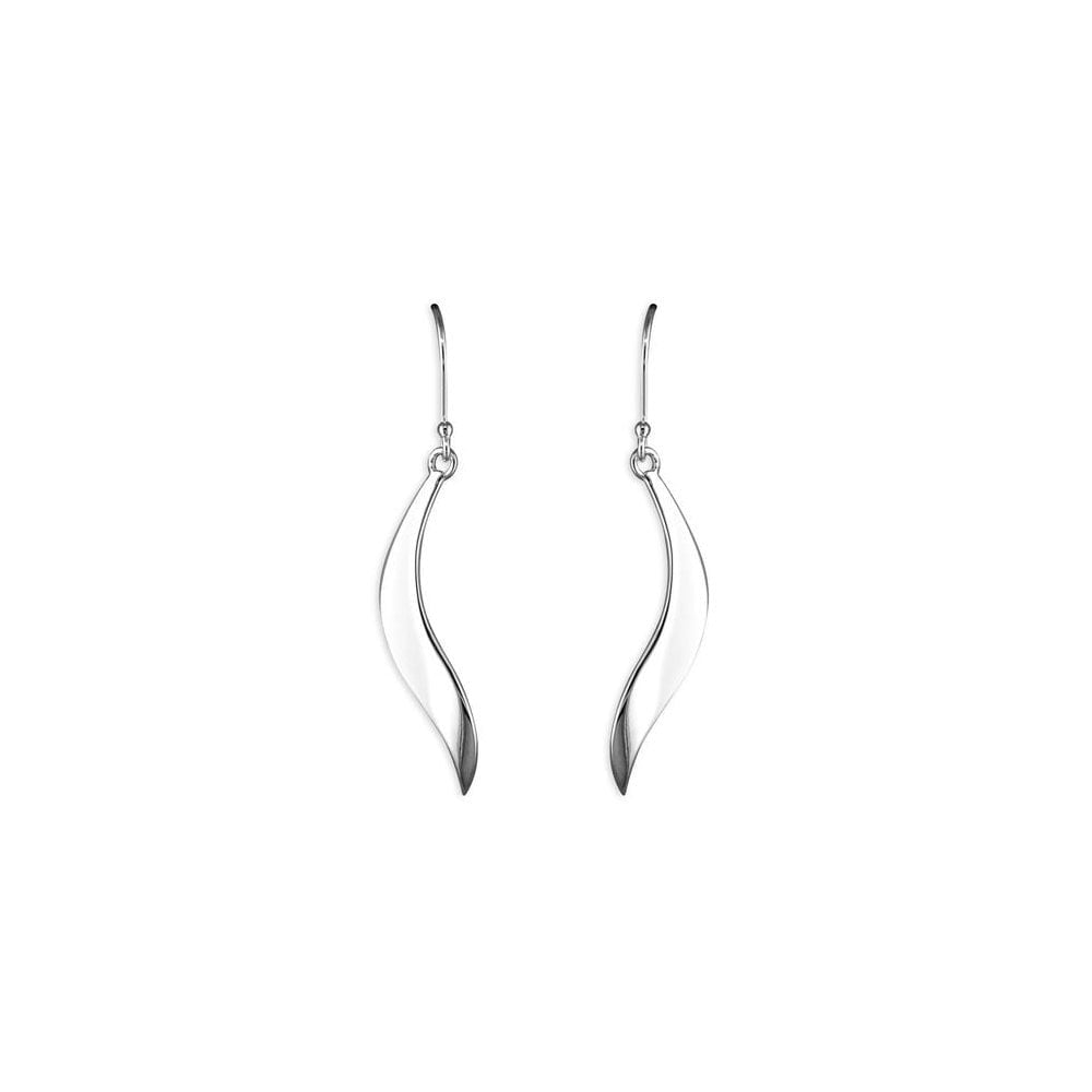 STERLING SILVER PLAIN WAVE HOOK-IN DROP EARRINGS