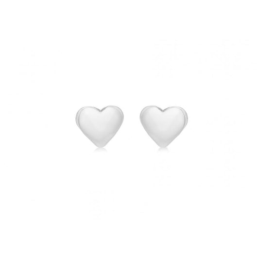 STERLING SILVER PUFFED-HEART STUD EARRINGS
