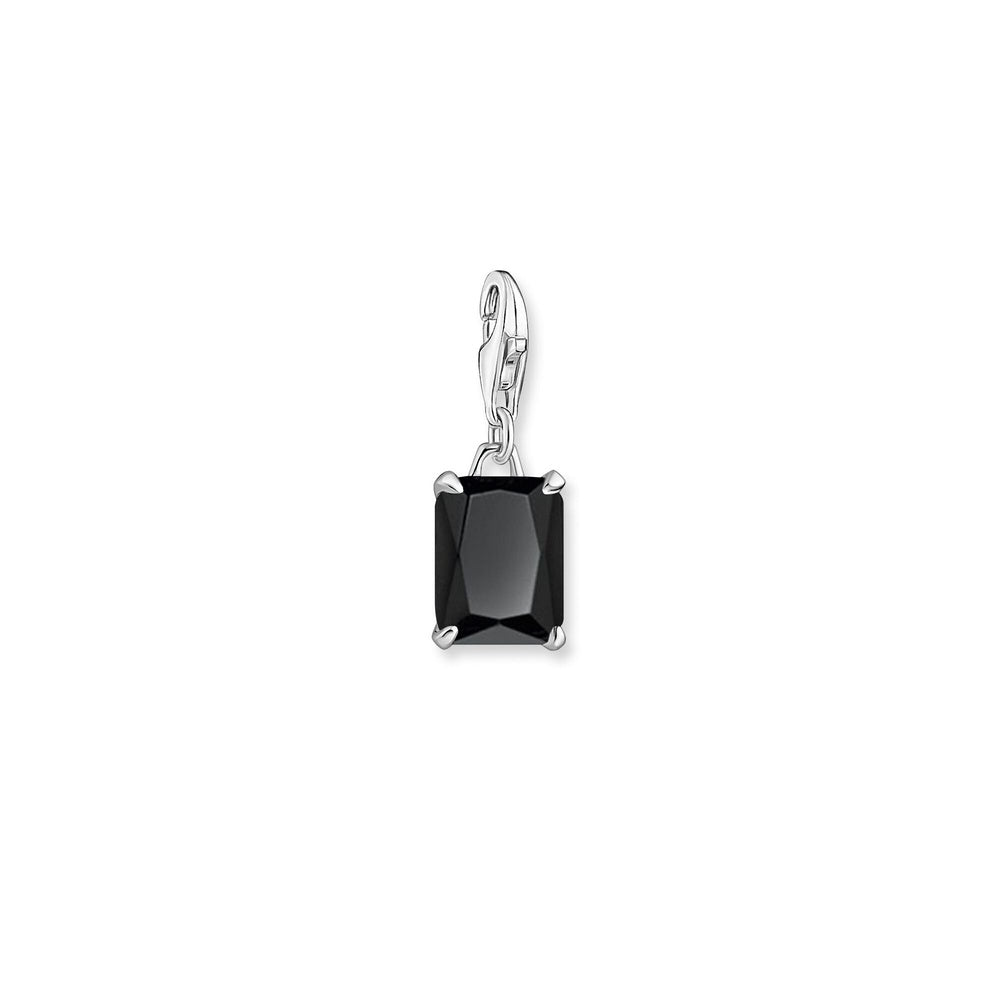 STERLING SILVER RECTANGULAR ONYX CHARM