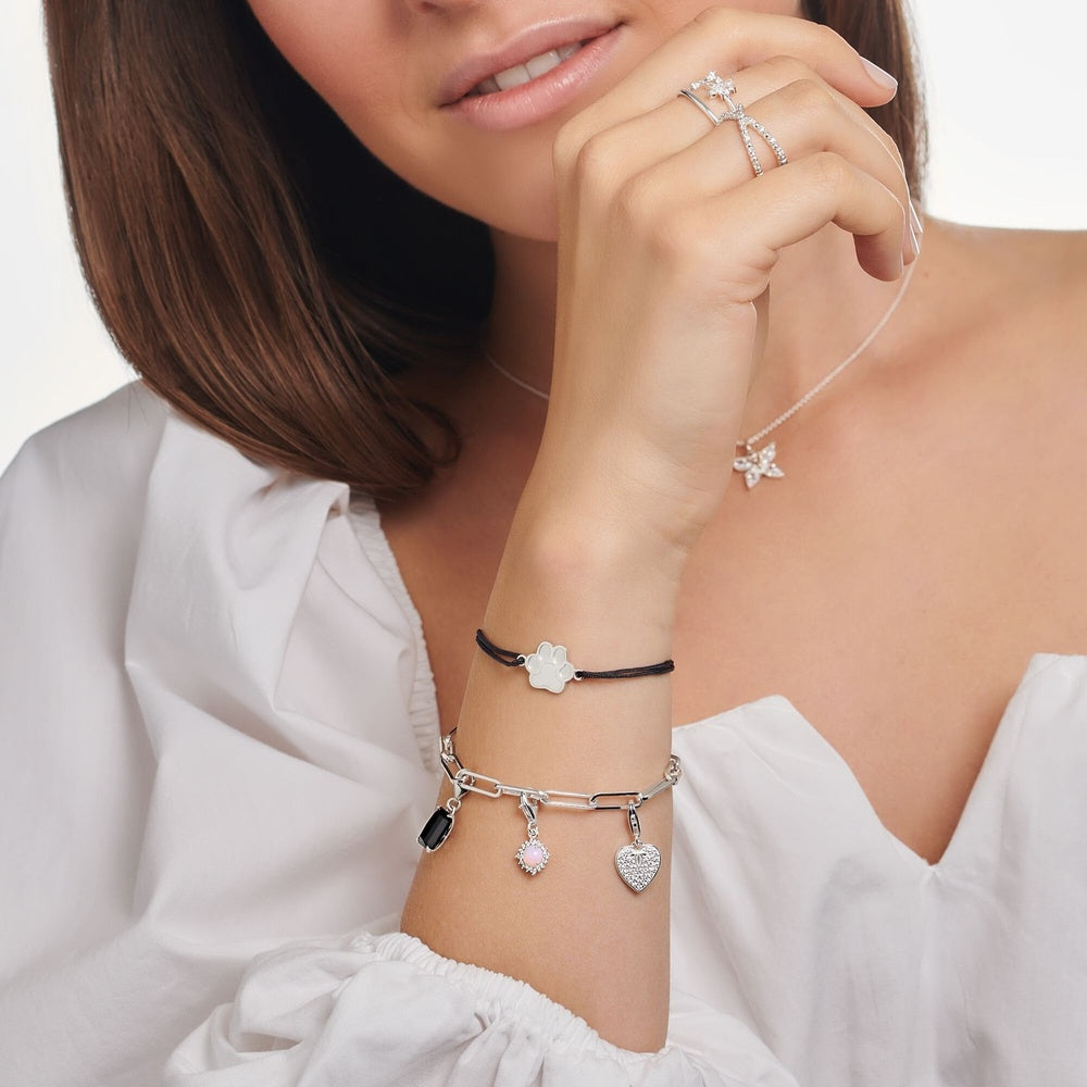 STERLING SILVER RECTANGULAR ONYX CHARM