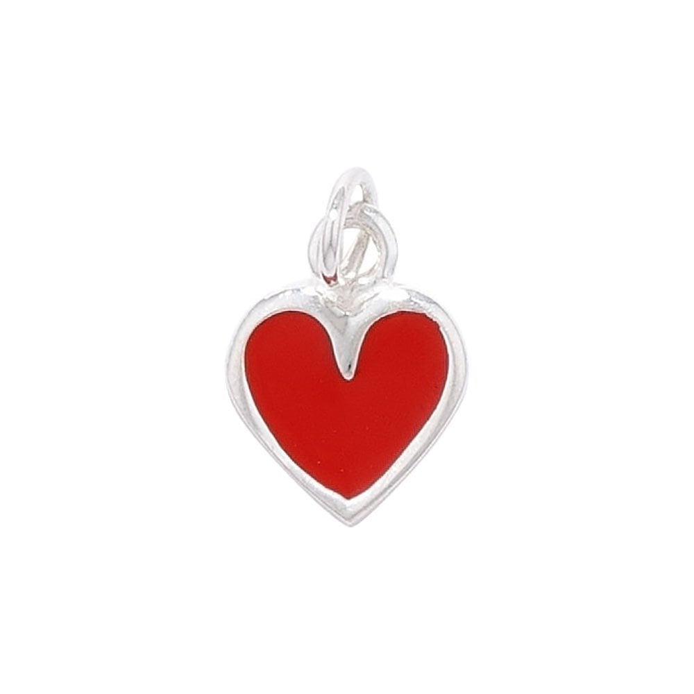 STERLING SILVER RED ENAMEL HEART PENDANT