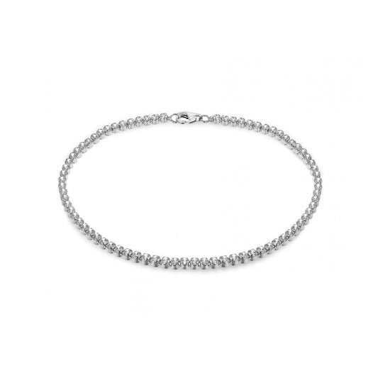 STERLING SILVER RHODIUM PLATED 2MM ROUND CZ TENNIS BRACELET 19CM/7.5"