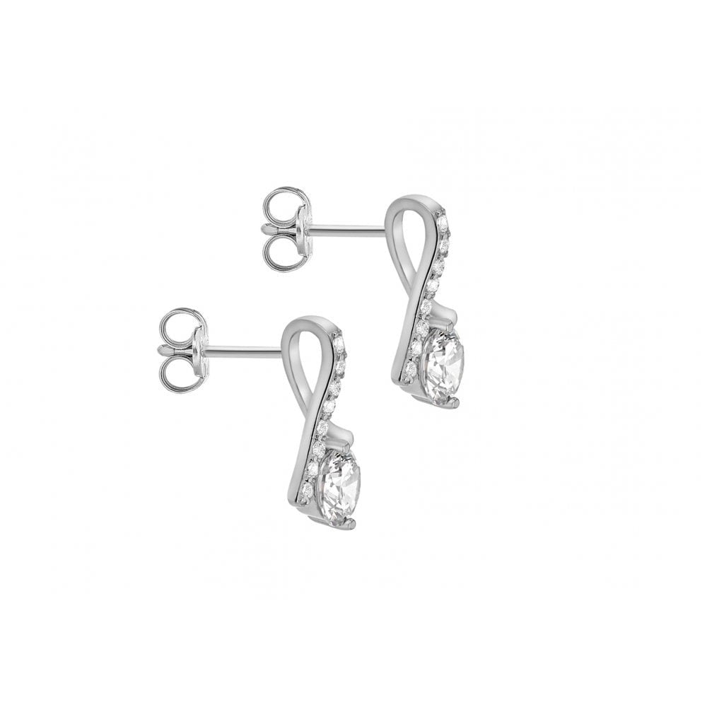 STERLING SILVER RHODIUM PLATED 6MM CZ 10.5MM X 16.7MM EARRINGS