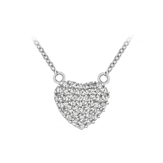 STERLING SILVER RHODIUM PLATED CZ HEART NECKLACE