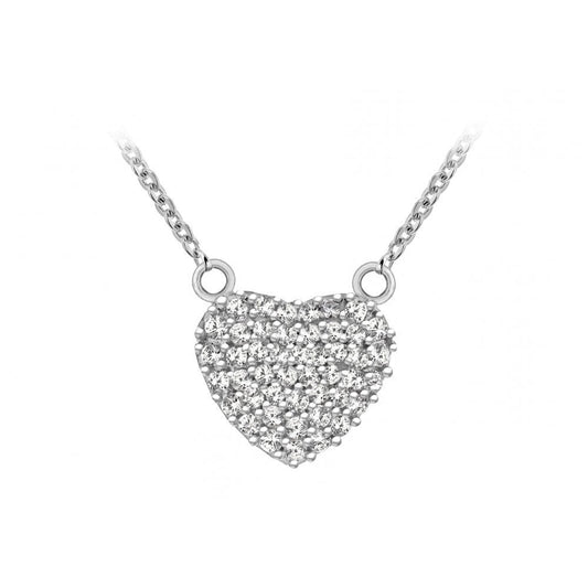 STERLING SILVER RHODIUM PLATED CZ HEART NECKLACE