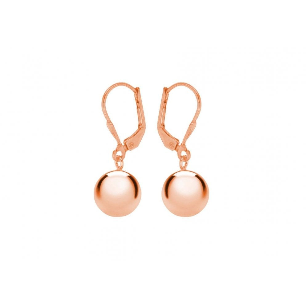 STERLING SILVER ROSE GOLD PLATED 10MM BALL DROP EARRINGS