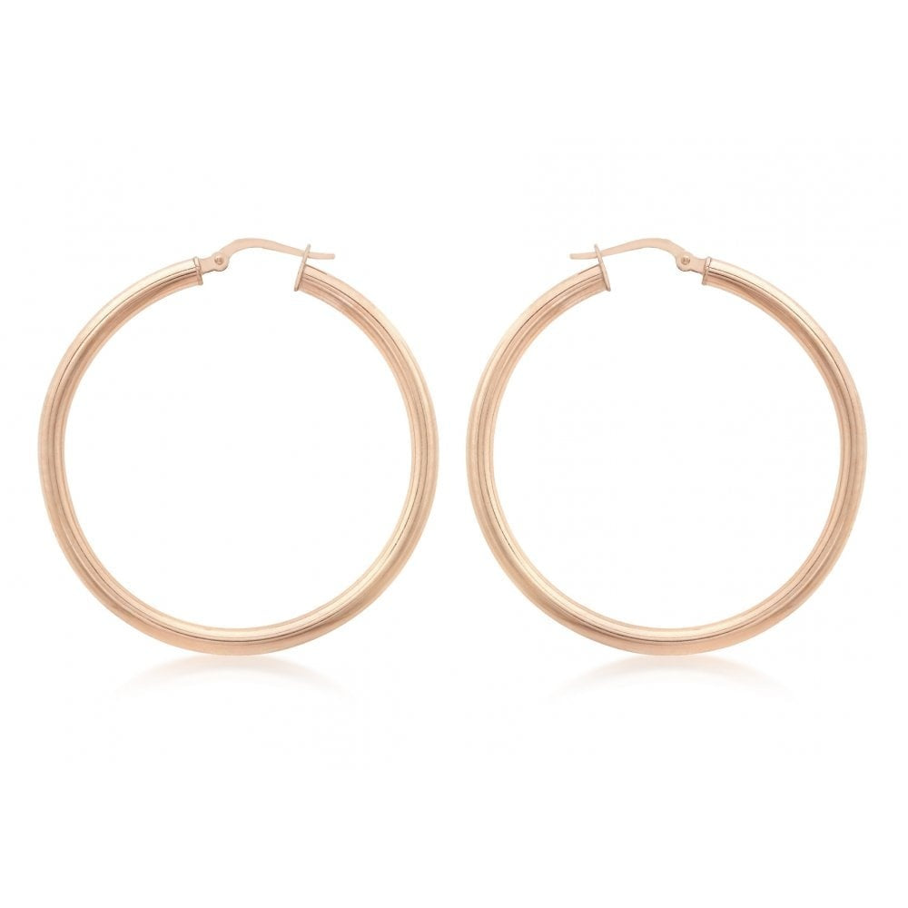 STERLING SILVER ROSE GOLD PLATED 50MM CREOLE EARRINGS