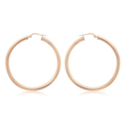 STERLING SILVER ROSE GOLD PLATED 50MM CREOLE EARRINGS