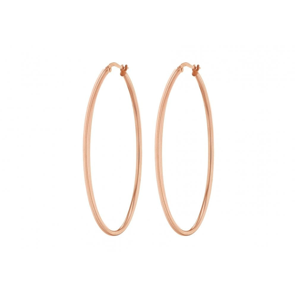 STERLING SILVER ROSE GOLD PLATED 50MM CREOLE EARRINGS