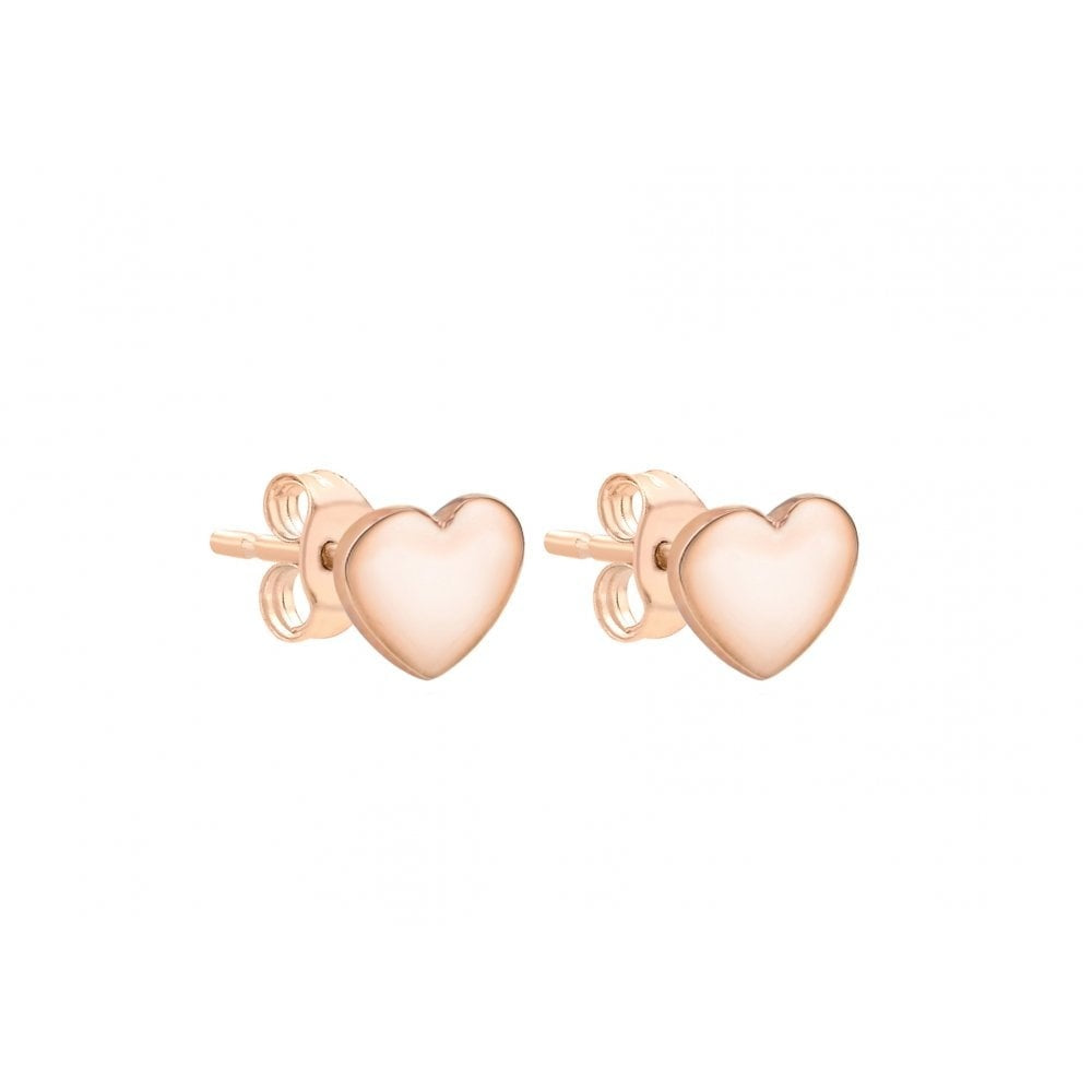STERLING SILVER ROSE GOLD PLATED 6.7MM X 6MM HEART STUD EARRINGS