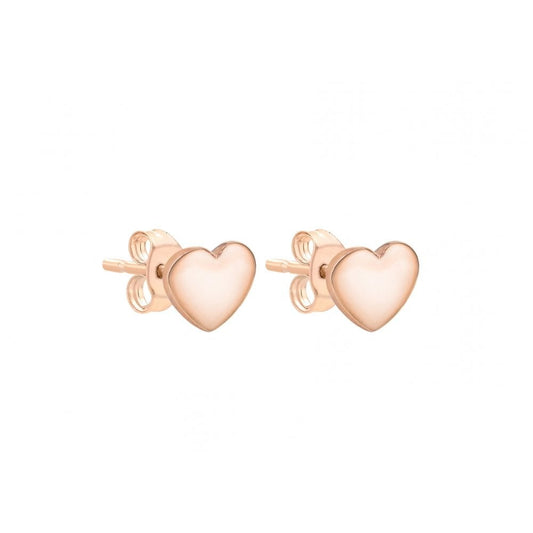 STERLING SILVER ROSE GOLD PLATED 6.7MM X 6MM HEART STUD EARRINGS