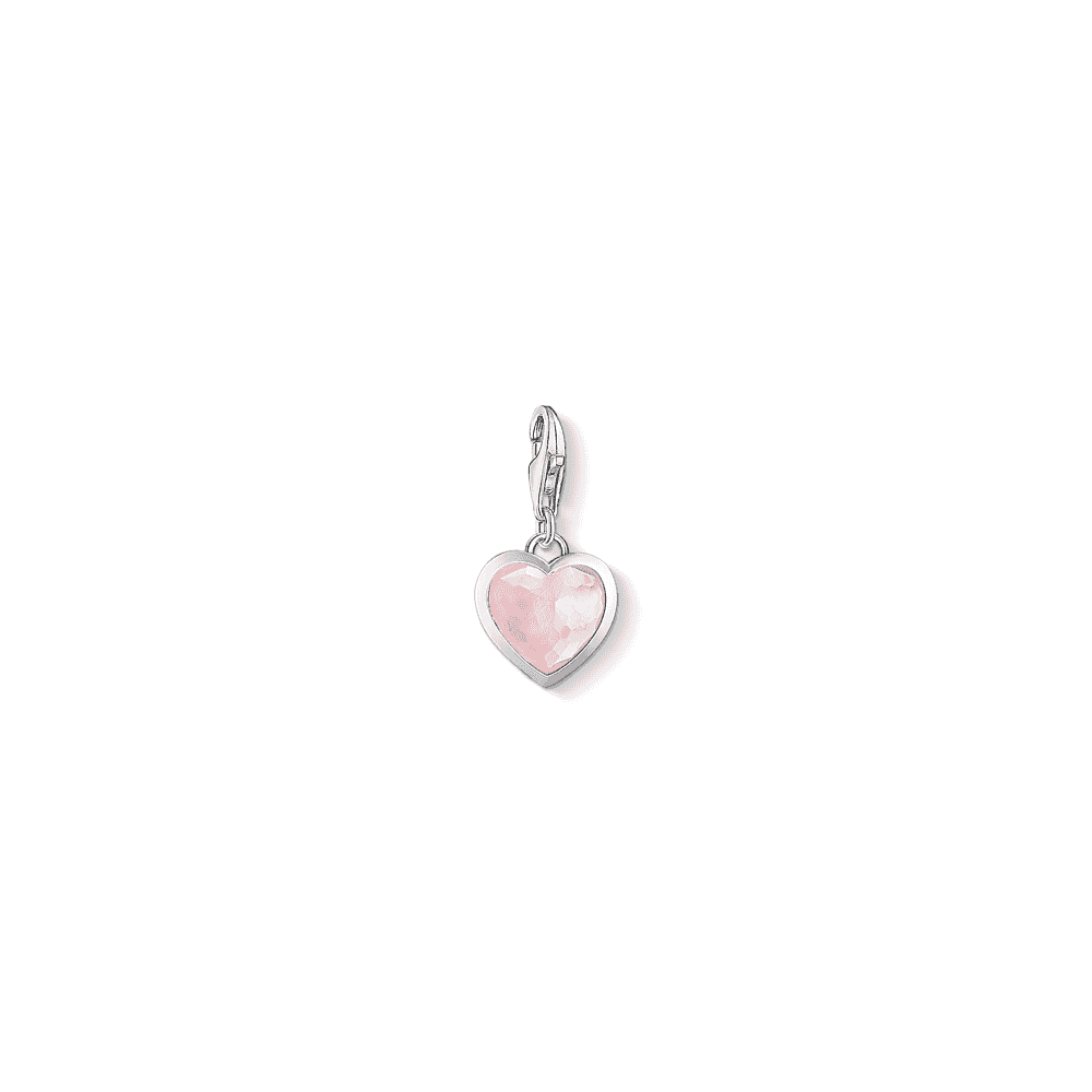 STERLING SILVER ROSE QUARTZ HEART CHARM PENDANT