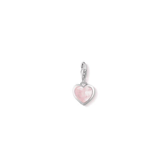 STERLING SILVER ROSE QUARTZ HEART CHARM PENDANT