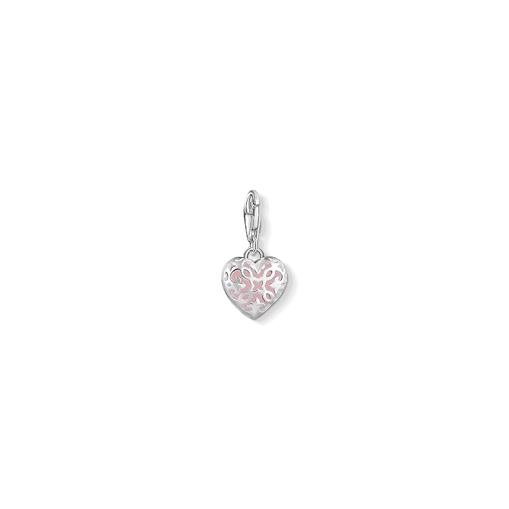 STERLING SILVER ROSE QUARTZ HEART CHARM PENDANT