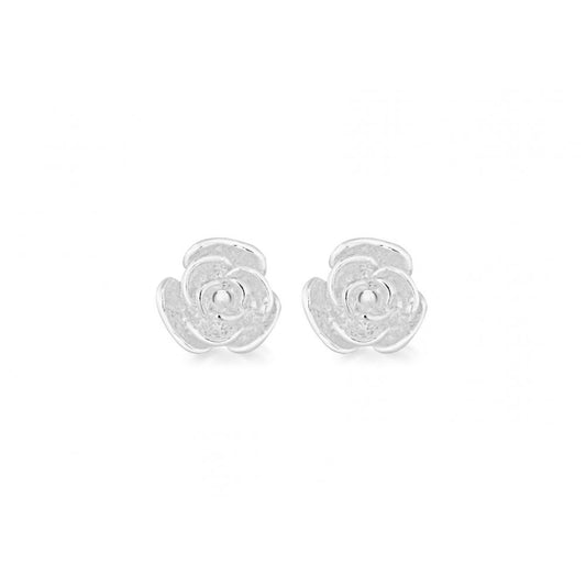 STERLING SILVER ROSE STUD EARRINGS