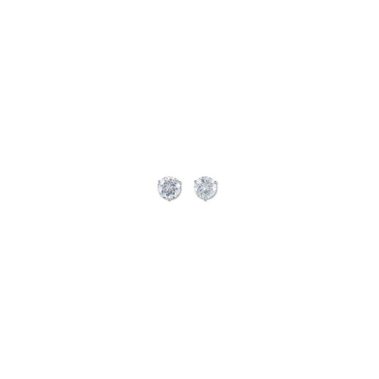 STERLING SILVER ROUND CUBIC ZIRCONIA CLAW SET STUD EARRINGS