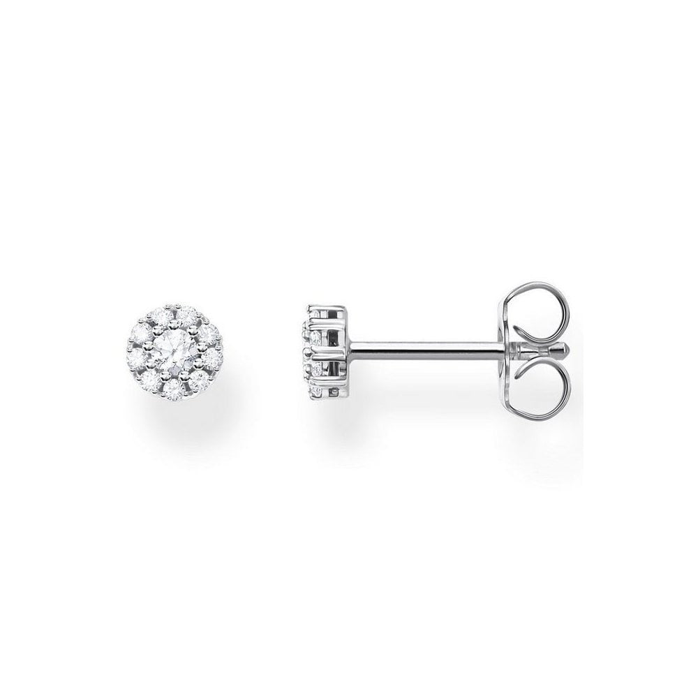 STERLING SILVER ROUND CUBIC ZIRCONIA STUD EARRINGS