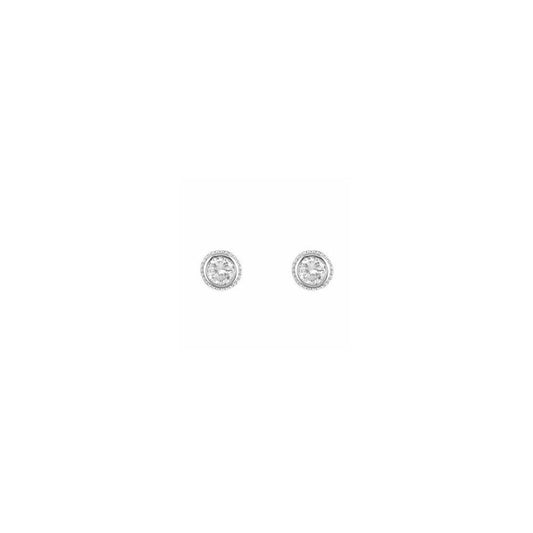 STERLING SILVER ROUND CUBIC ZIRCONIA STUD EARRINGS