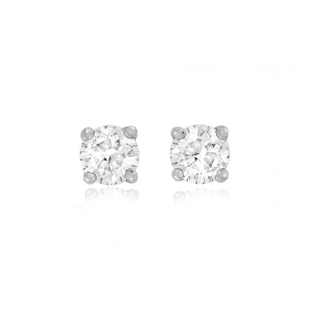 STERLING SILVER ROUND CZ STUD EARRINGS