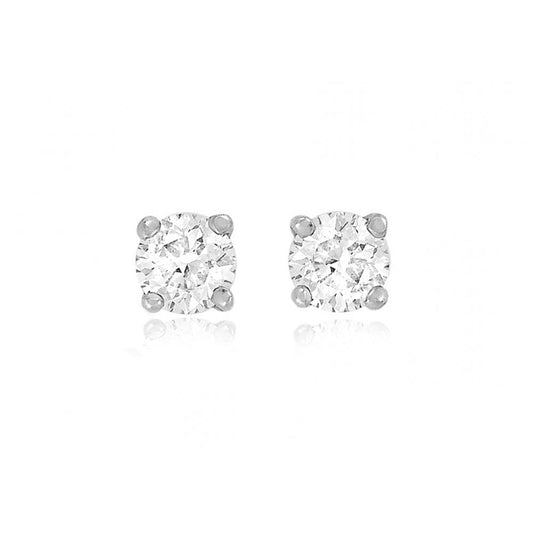 STERLING SILVER ROUND CZ STUD EARRINGS