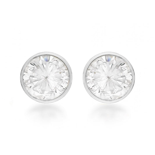 STERLING SILVER ROUND CZ STUD EARRINGS