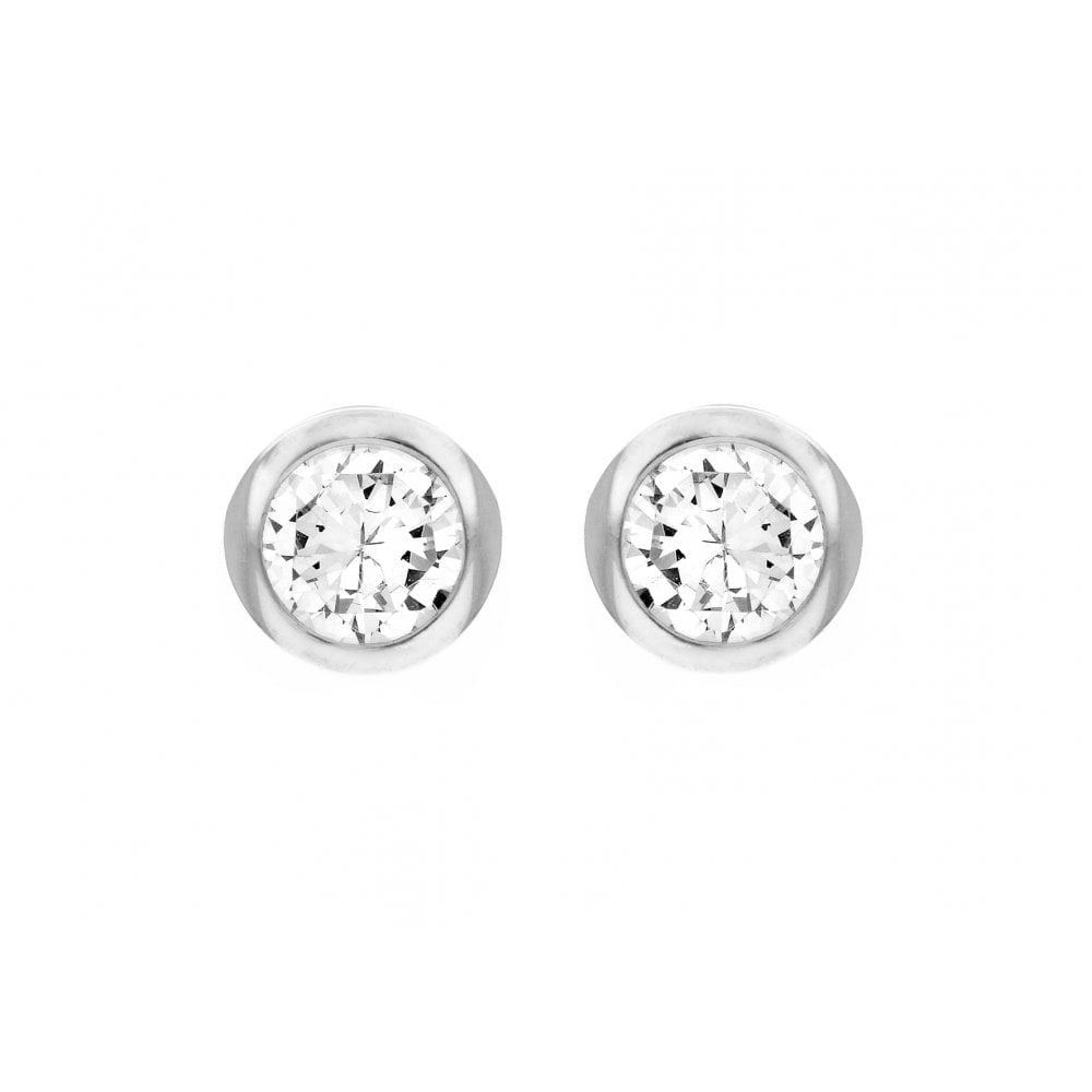 STERLING SILVER ROUND CZ STUD EARRINGS