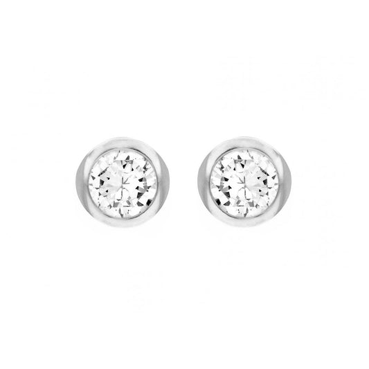 STERLING SILVER ROUND CZ STUD EARRINGS