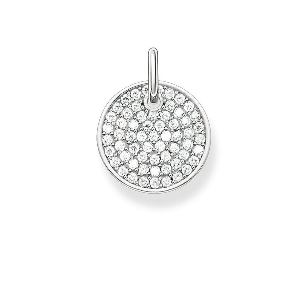 STERLING SILVER ROUND PAVÈ CUBIC ZIRCONIA PENDANT