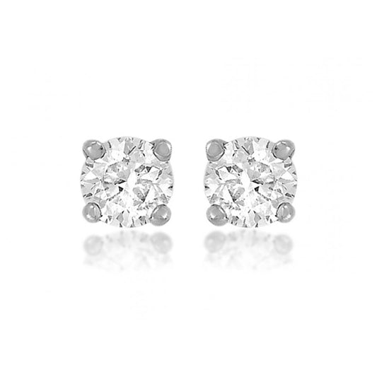 STERLING SILVER ROUND WHITE CZ STUD EARRINGS